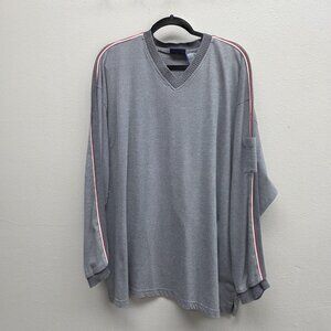 Faded Glory Sweater Mens 3XL Gray Charcoal V Neck Pullover Red Stripe Casual
